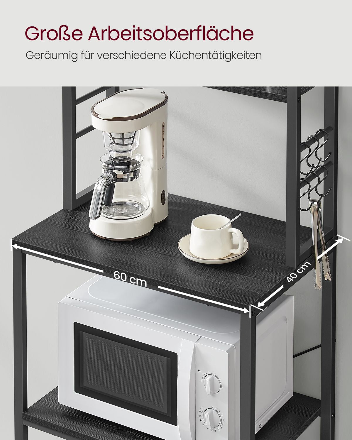 Metalen Keukenrek met Legplanken en 6 Haken in Industrieel Design – productweergave 10 | De Groot Living