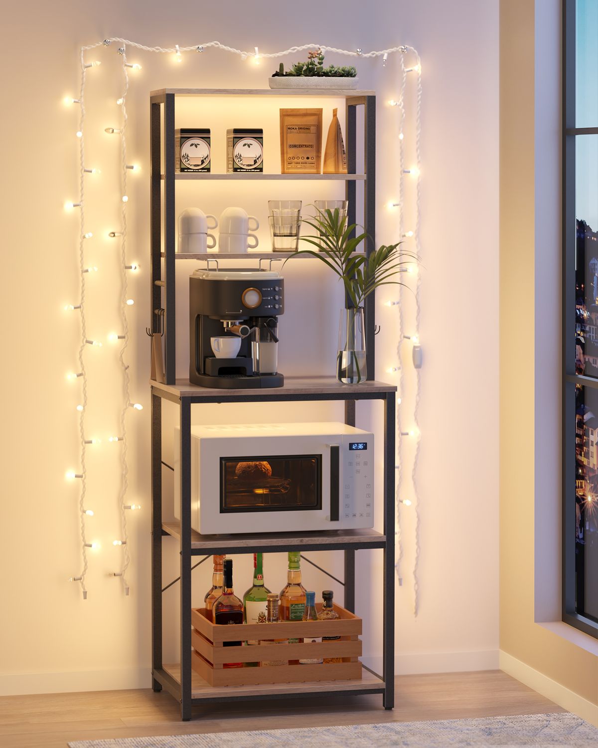 Metalen Keukenrek met Legplanken en 6 Haken in Industrieel Design – productweergave 15 | De Groot Living