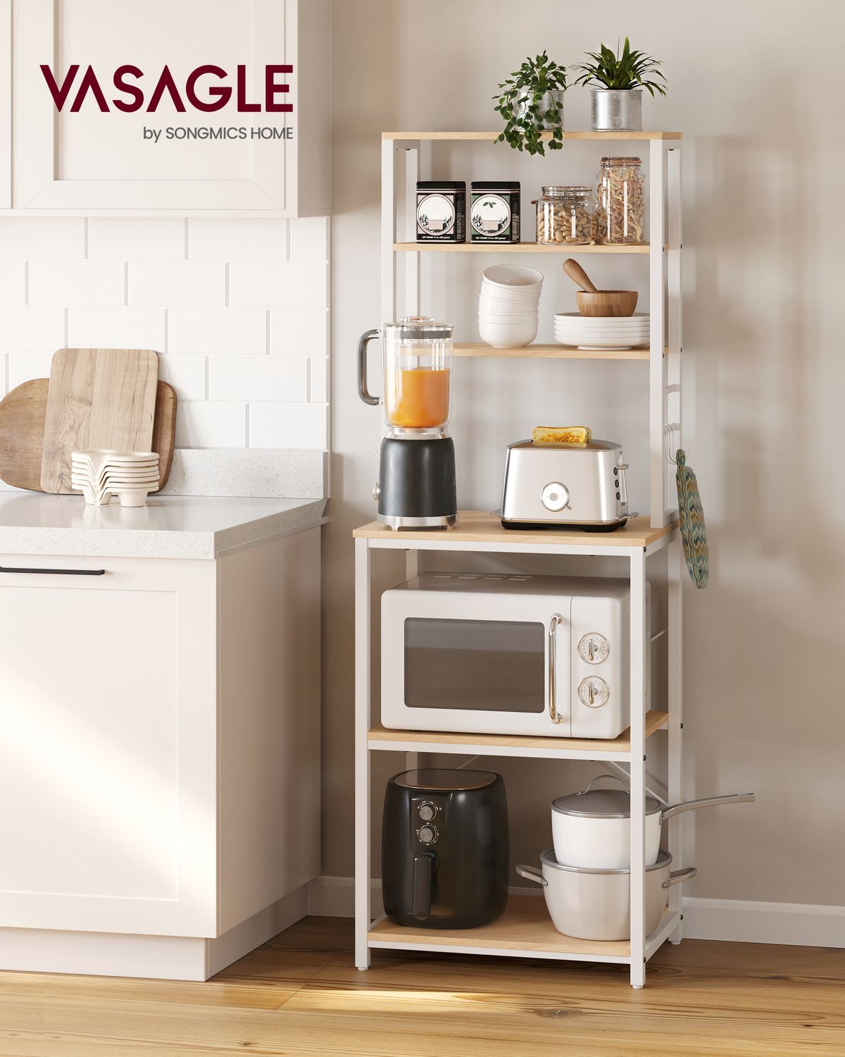 Metalen Keukenrek met Legplanken en 6 Haken in Industrieel Design – productweergave 17 | De Groot Living