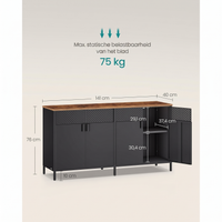 Metalen Opbergkast met 4 Deuren en Verstelbare Legplank – productweergave 4 | De Groot Living