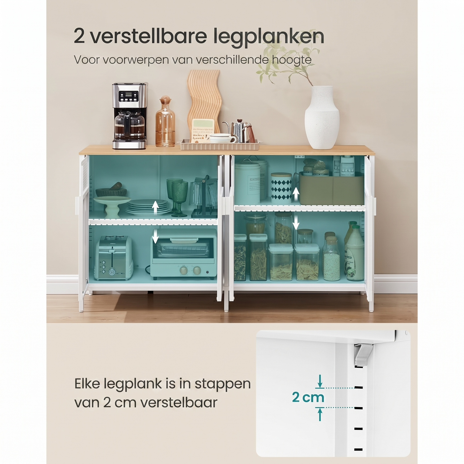 Metalen Opbergkast met 4 Deuren en Verstelbare Legplank – productweergave 6 | De Groot Living