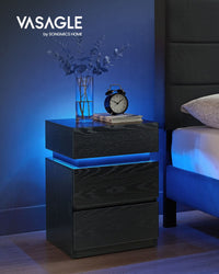Nachtkastje met LED-Verlichting in Meerdere Kleuren en 3 Laden – productweergave 4 | De Groot Living