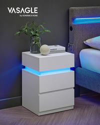 Nachtkastje met LED-Verlichting in Meerdere Kleuren en 3 Laden – productweergave 7 | De Groot Living