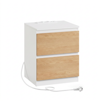 Nachtkastje met stopcontact, USB-A/USB-C en 2 lades voor slaapkamer