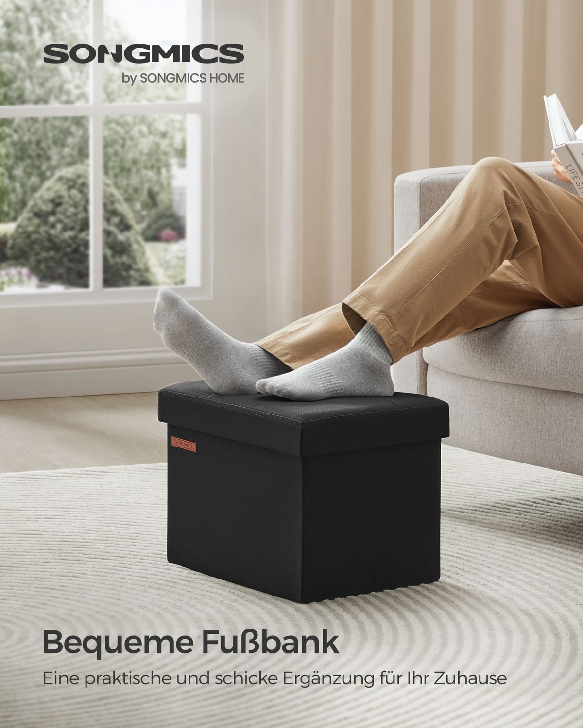 Opbergbank van Imitatielinnen met Opklapbaar Deksel – productweergave 40 | De Groot Living