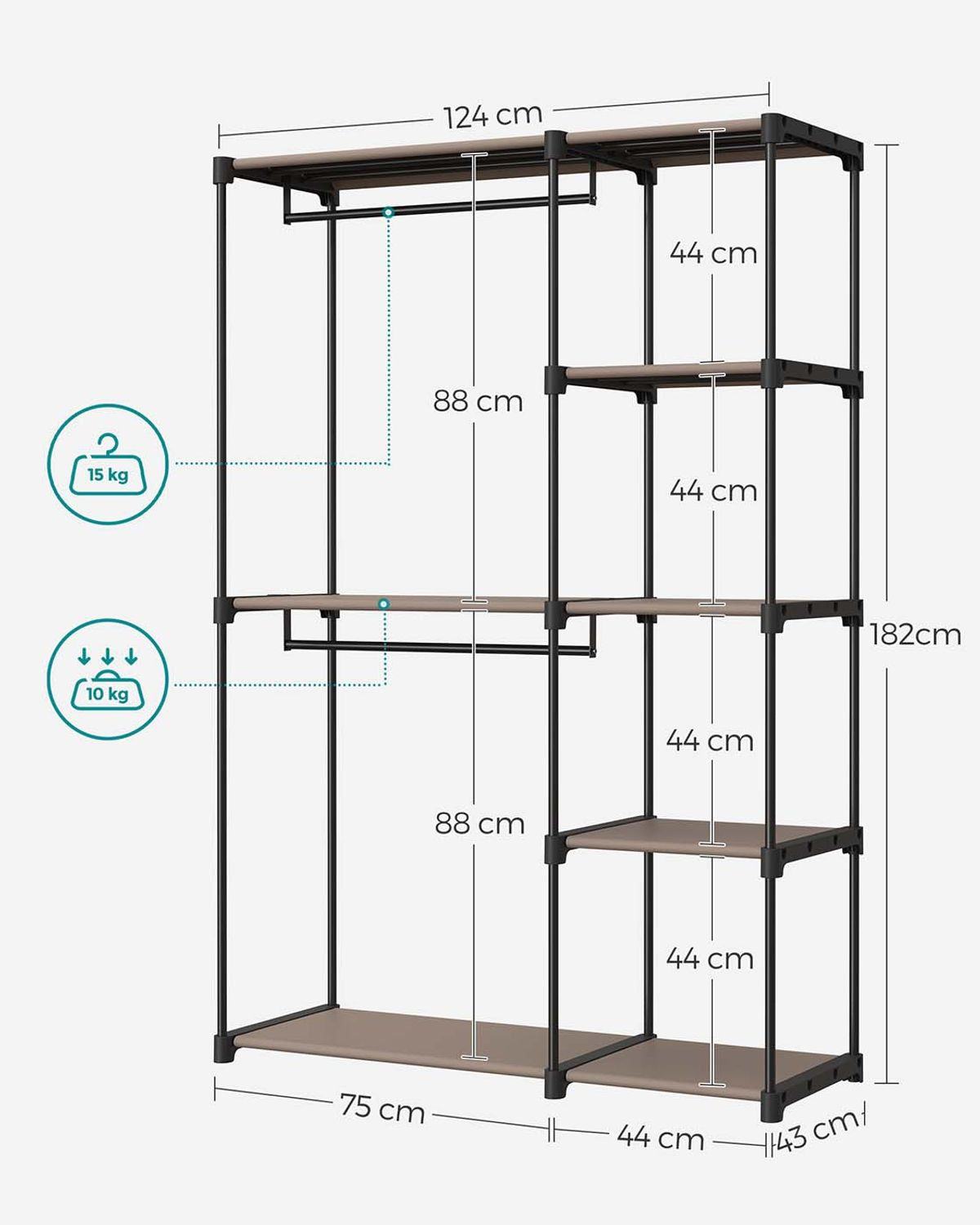 Open Kledingkast met Kledingstangen en Opbergruimte – productweergave 9 | De Groot Living