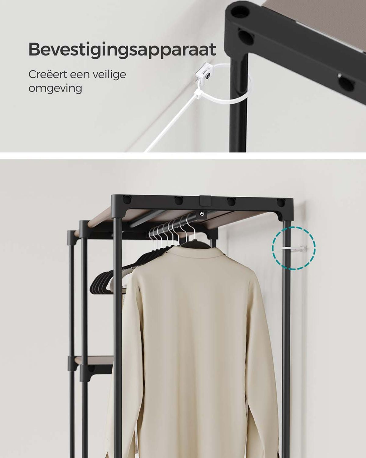 Open Kledingkast met Kledingstangen en Opbergruimte – productweergave 11 | De Groot Living