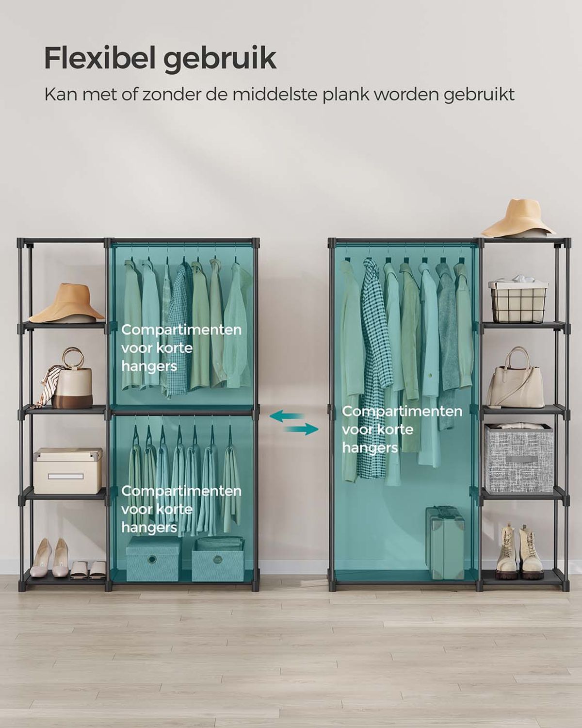 Open Kledingkast met Kledingstangen en Opbergruimte – productweergave 13 | De Groot Living