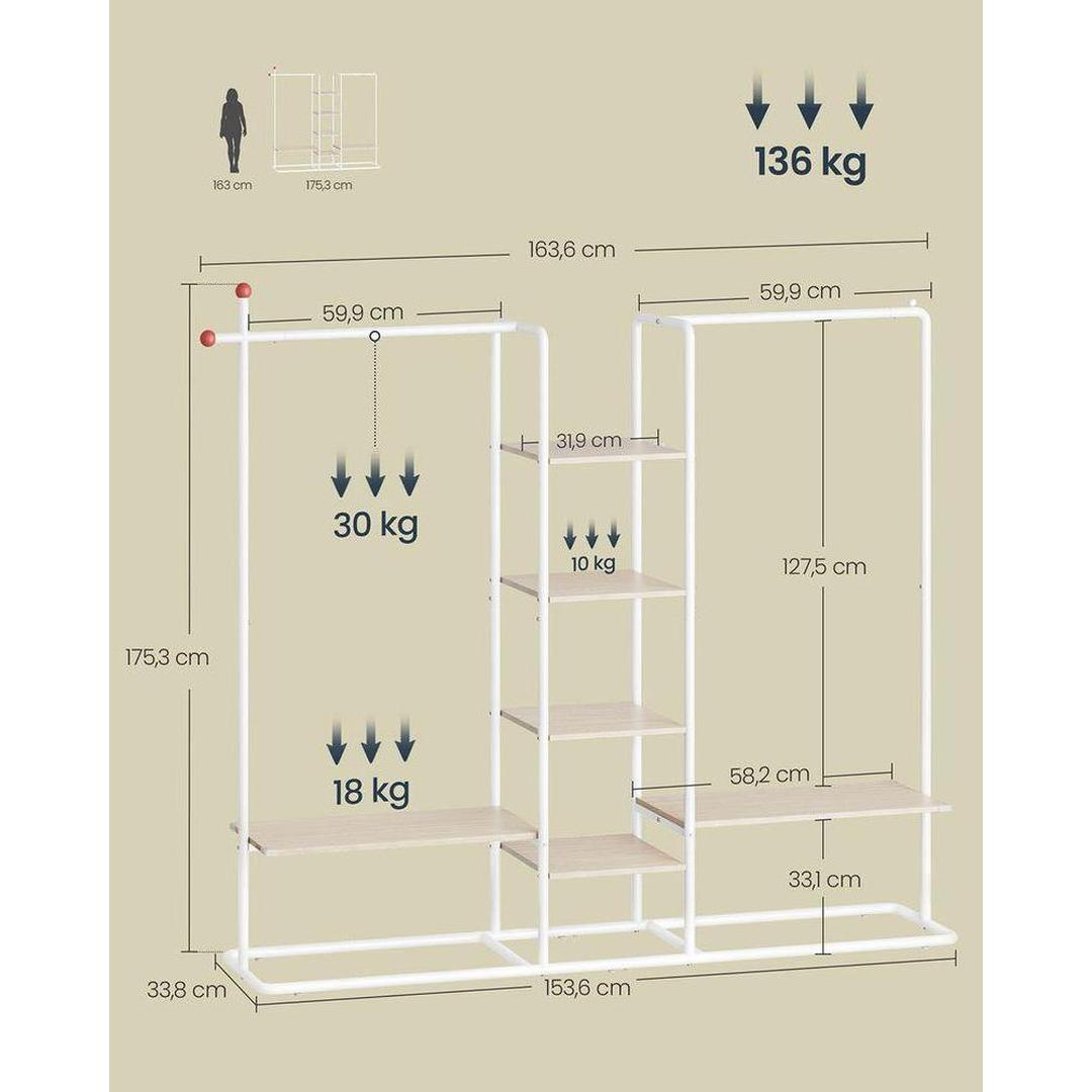Open Kledingrek met 2 Hangroedes – productweergave 3 | De Groot Living
