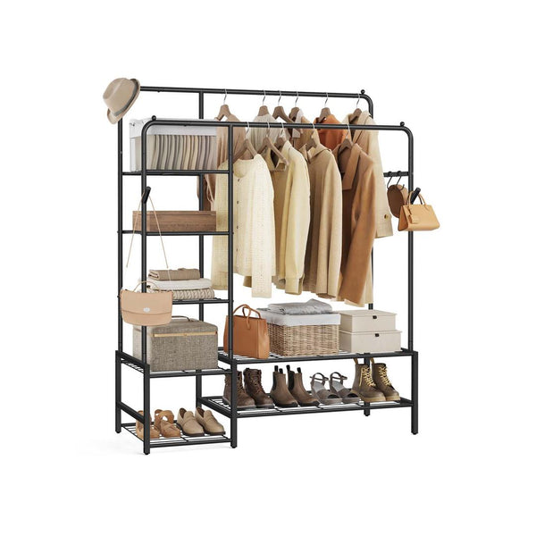 Open Kledingrek met Dubbele Kledingstangen en 7 Legplanken – productweergave 1 | De Groot Living