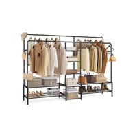 Open Kledingrek met Dubbele Kledingstangen en 7 Legplanken – productweergave 2 | De Groot Living