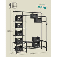 Open Kledingrek met Dubbele Kledingstangen en 7 Legplanken – productweergave 5 | De Groot Living