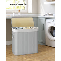 Opvouwbare Bamboe Wasmand met 3 Vakken en Deksel – productweergave 11 | De Groot Living