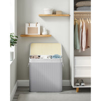 Opvouwbare Bamboe Wasmand met 3 Vakken en Deksel – productweergave 12 | De Groot Living