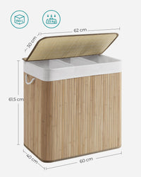 Opvouwbare Bamboe Wasmand met 3 Vakken en Deksel – productweergave 17 | De Groot Living