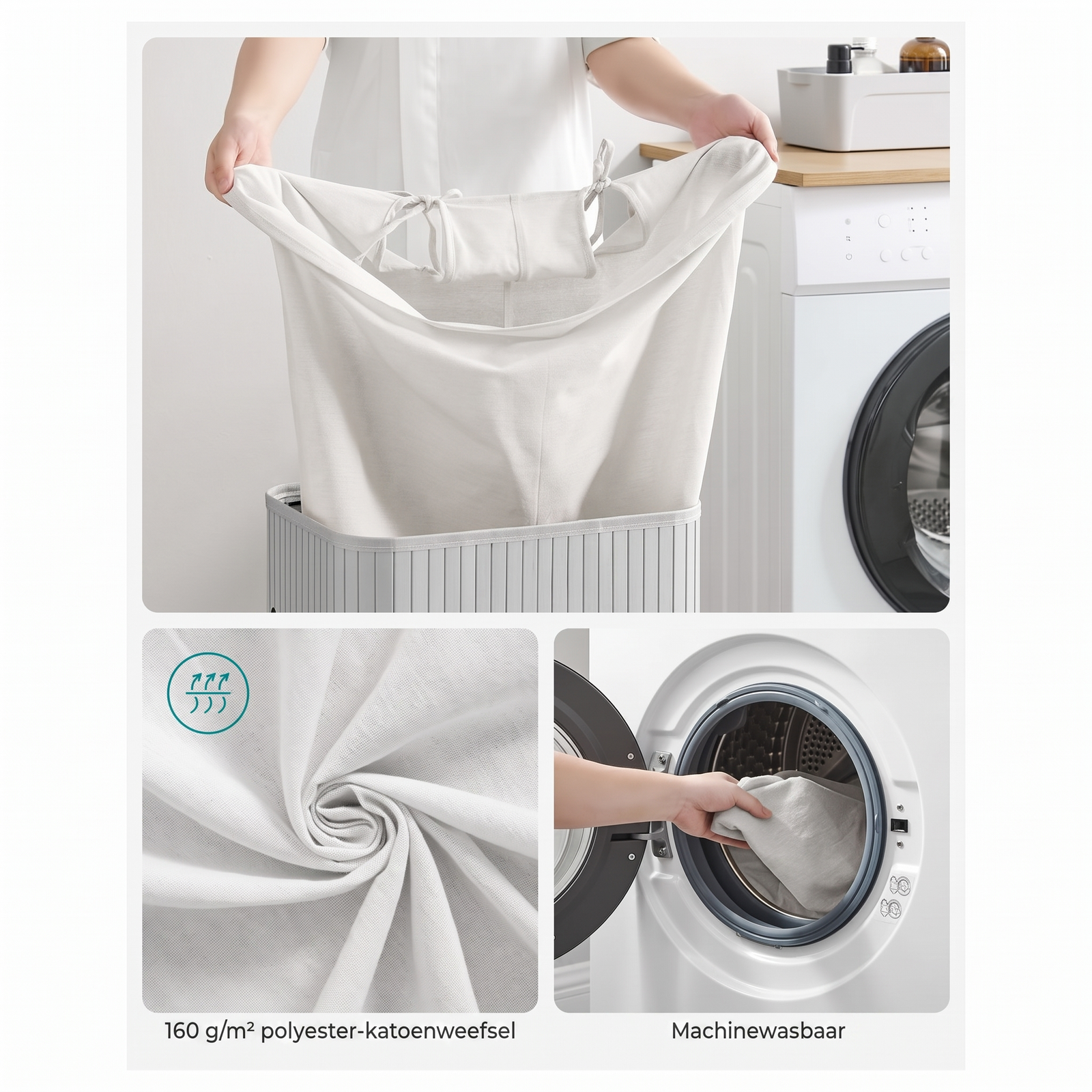 Opvouwbare Bamboe Wasmand van 72 Liter met Deksel – productweergave 11 | De Groot Living