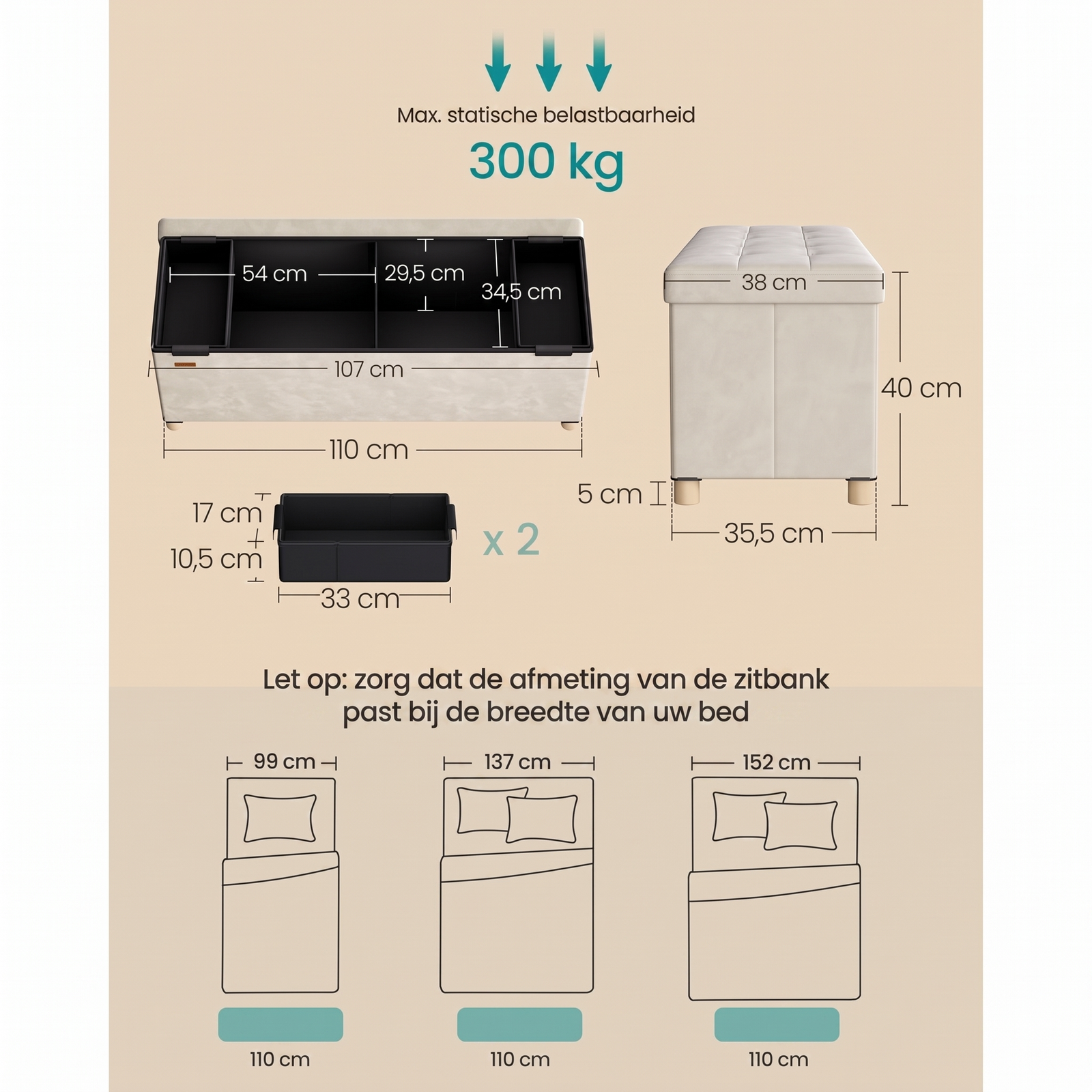 Opvouwbare Fluwelen Opbergkruk met Massief Houten Poten – productweergave 5 | De Groot Living