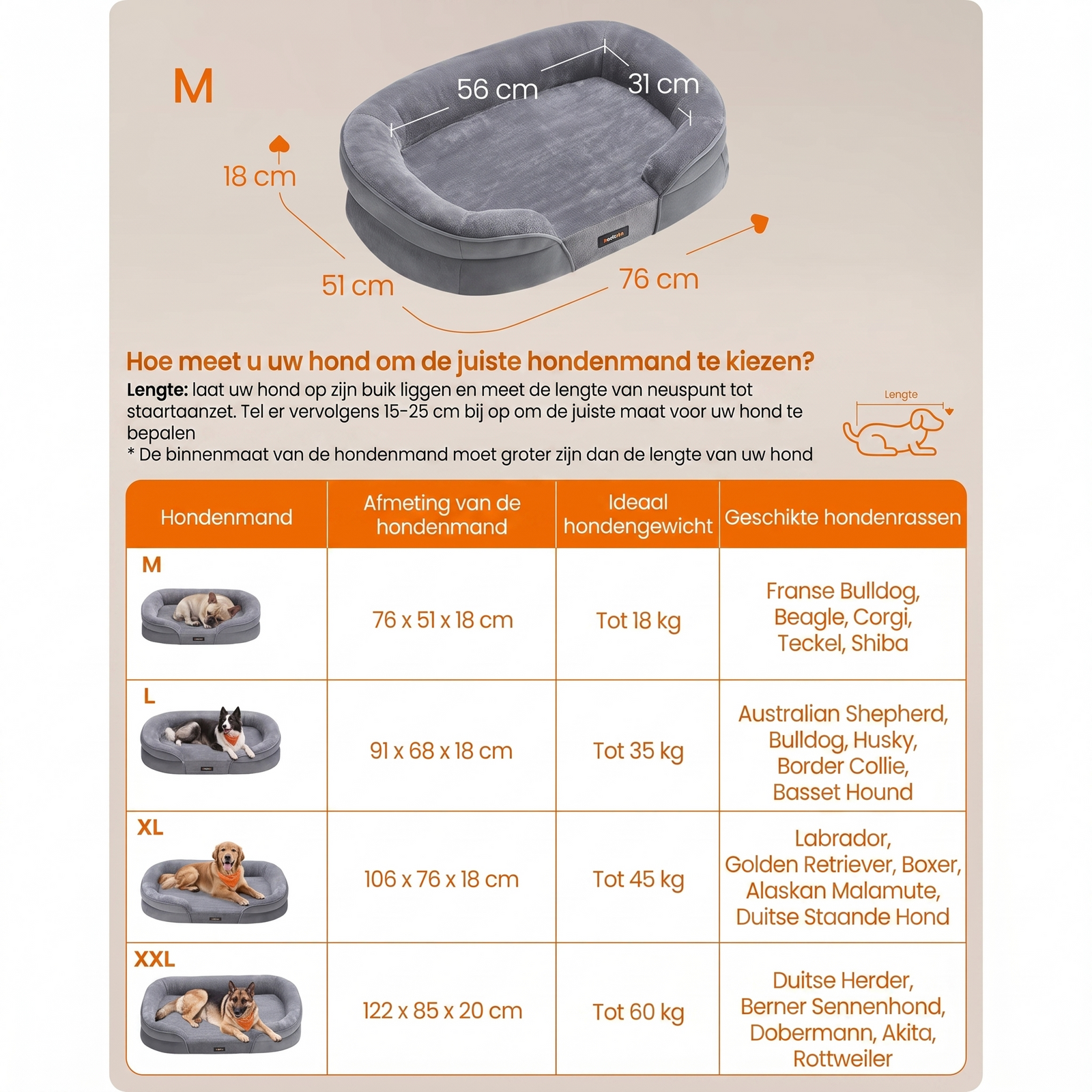 Orthopedische Hondenmand met Afneembare Hoes – productweergave 8 | De Groot Living