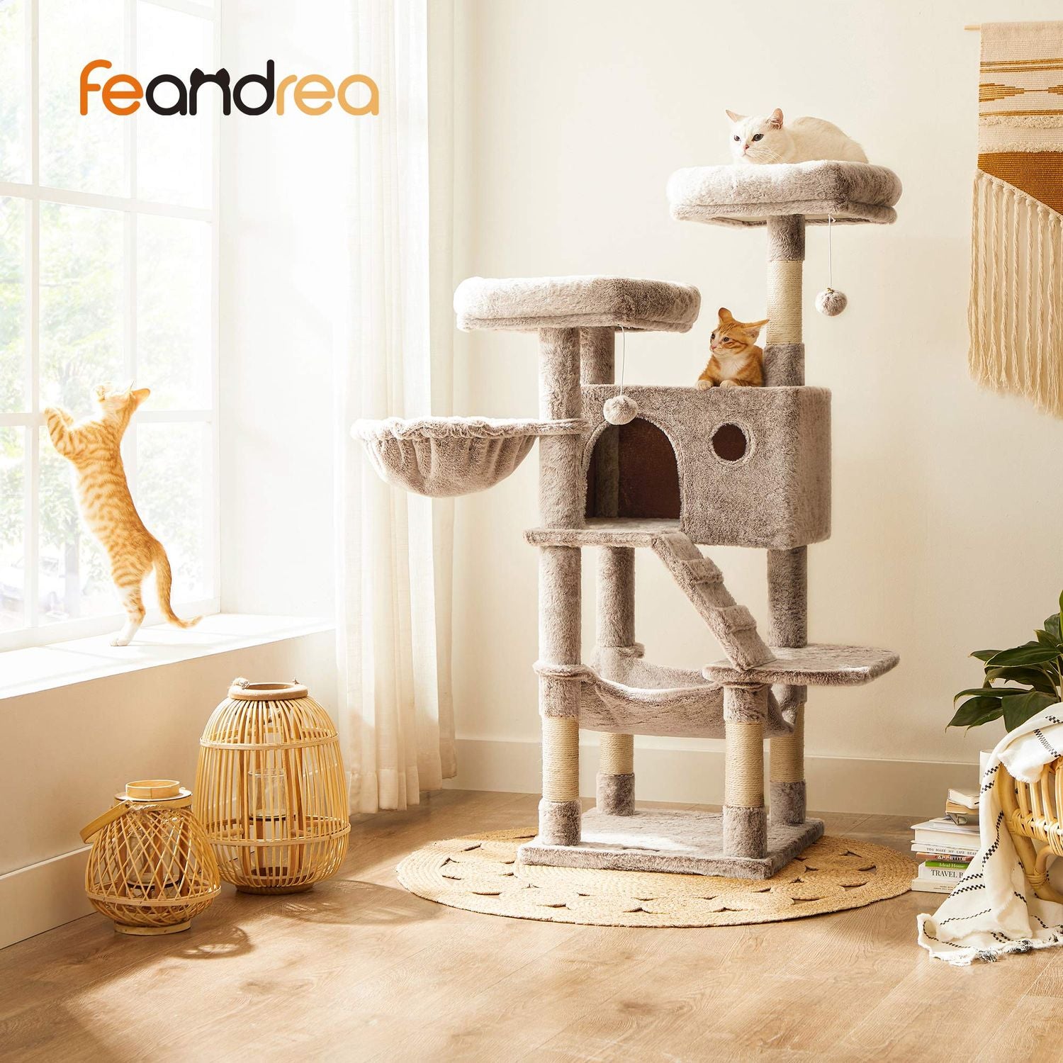 Pluche Kattenkrabpaal met Kattenhuisje – productweergave 4 | De Groot Living