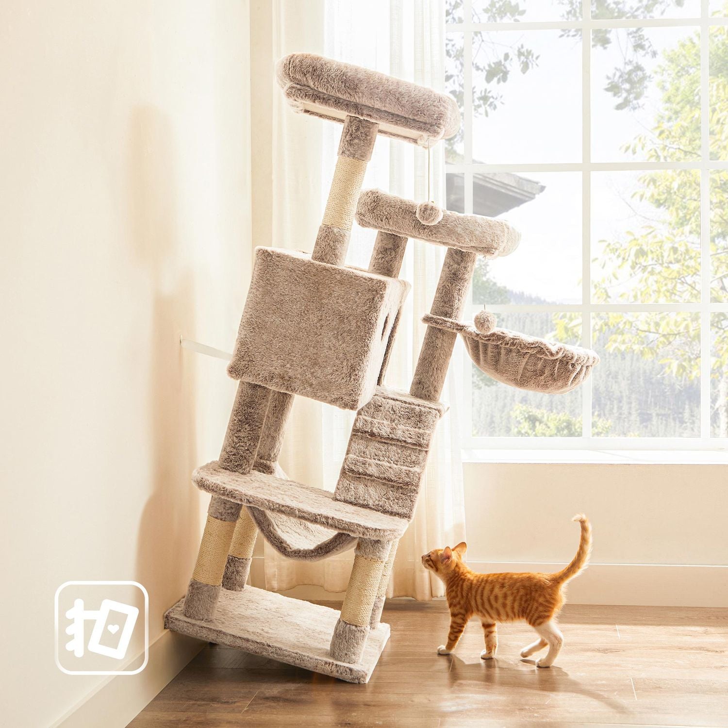 Pluche Kattenkrabpaal met Kattenhuisje – productweergave 9 | De Groot Living