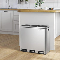 Prullenbak 54 Liter met 3 Vakken en Pedaal Voor Afvalscheiding – productweergave 6 | De Groot Living