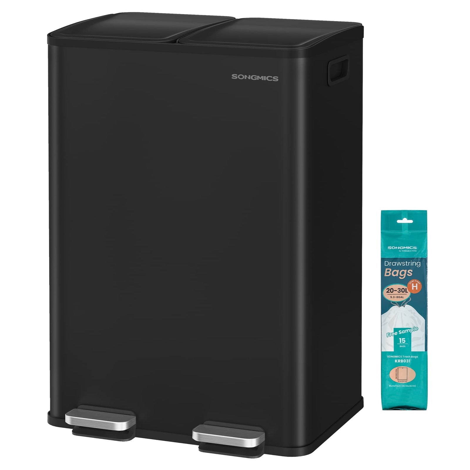 Prullenbak met 2 Compartimenten en Soft-close Deksel – productweergave 1 | De Groot Living