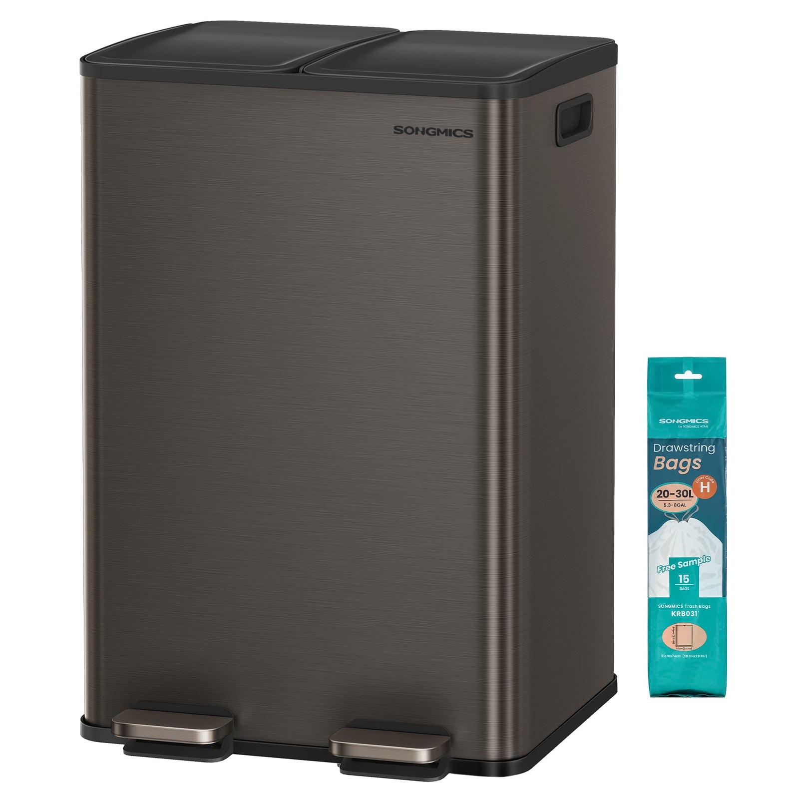 Prullenbak met 2 Compartimenten en Soft-close Deksel – productweergave 2 | De Groot Living