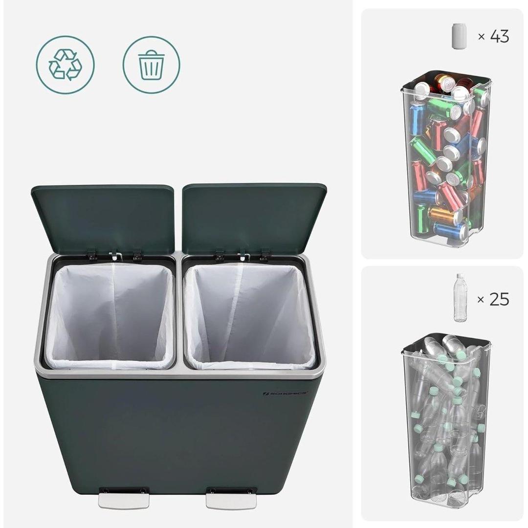 Prullenbak Met 2 Vakken en Pedaal Voor Afvalscheiding 60 Liter – productweergave 13 | De Groot Living