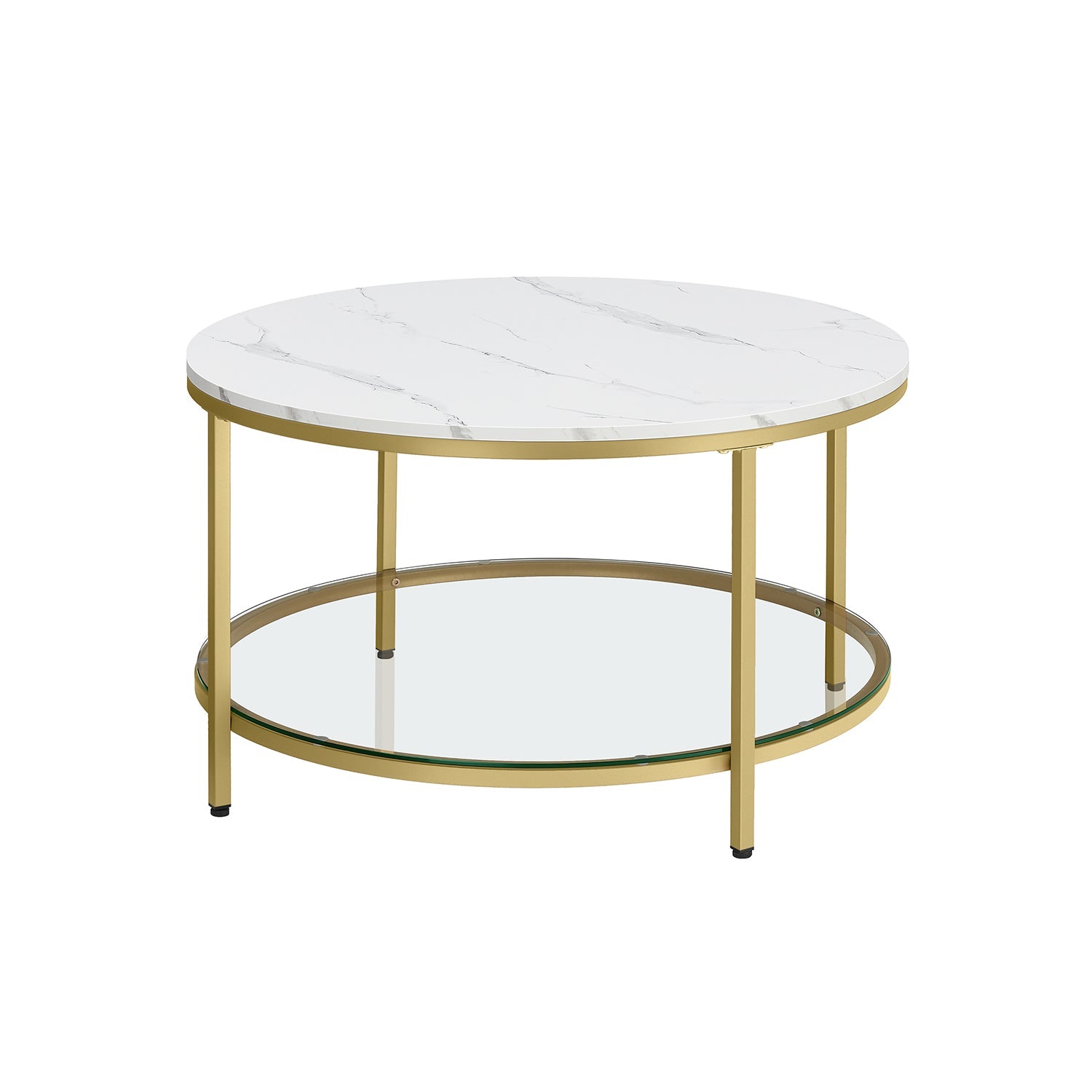 Salontafel met Glazen Blad en 2 Planken in Marmerlook – productweergave 3 | De Groot Living