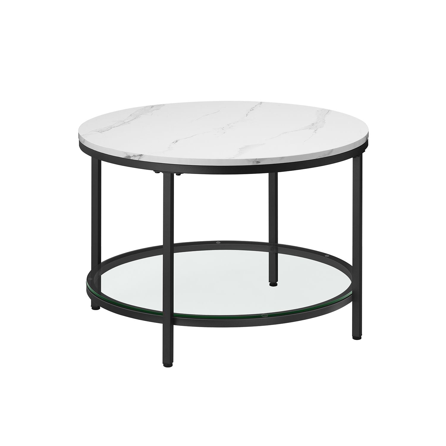 Salontafel met Glazen Blad en 2 Planken in Marmerlook – productweergave 7 | De Groot Living