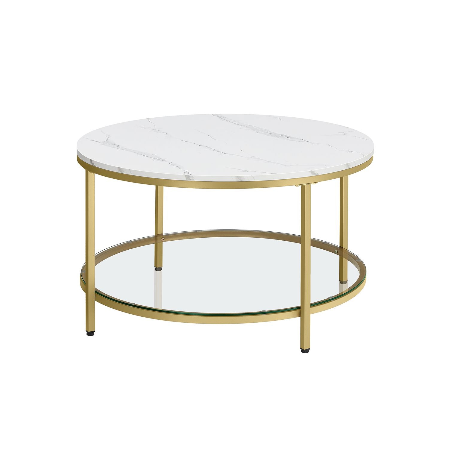 Salontafel met Glazen Blad en 2 Planken in Marmerlook – productweergave 9 | De Groot Living