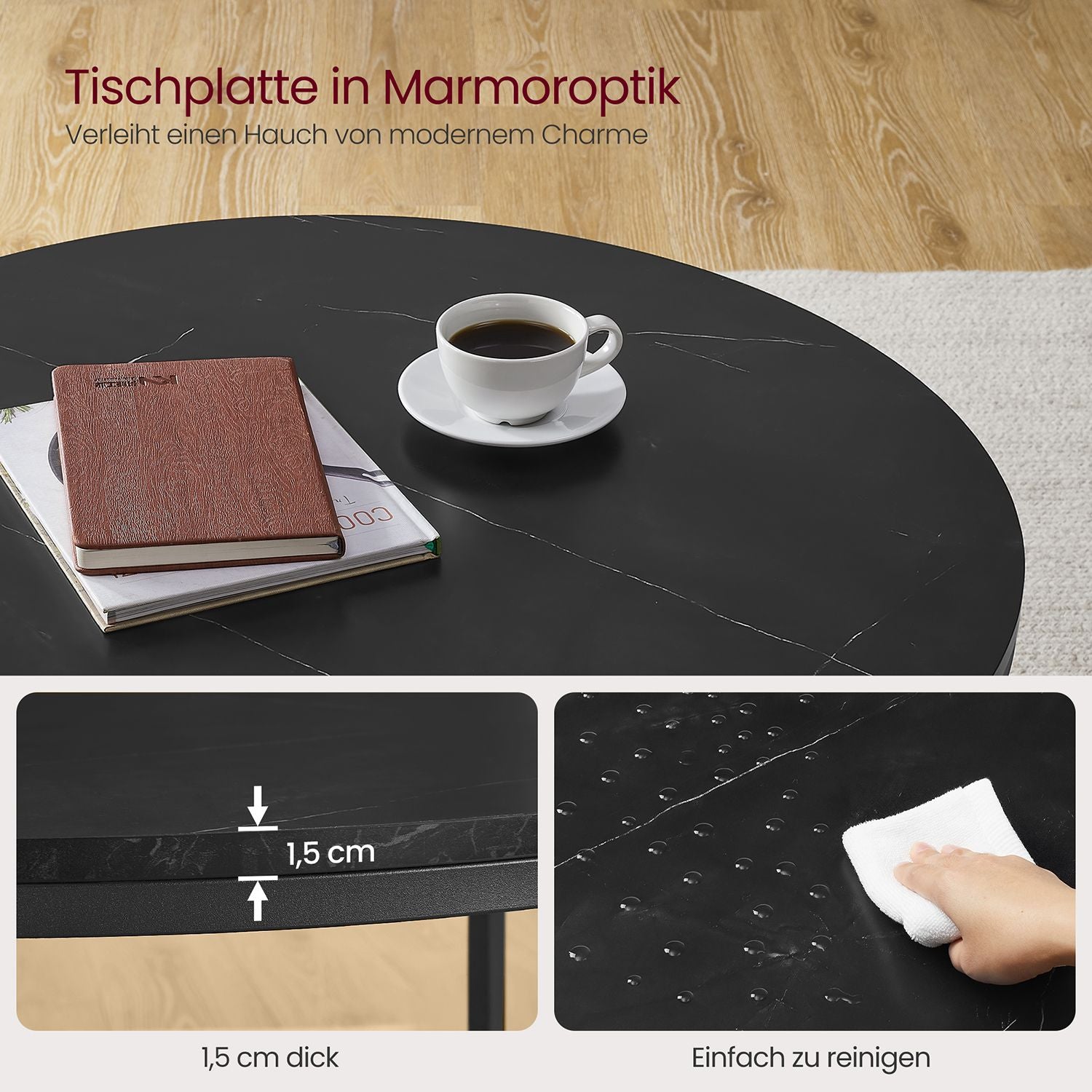 Salontafel met Glazen Blad en 2 Planken in Marmerlook – productweergave 14 | De Groot Living
