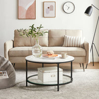 Salontafel met Glazen Blad en 2 Planken in Marmerlook – productweergave 19 | De Groot Living