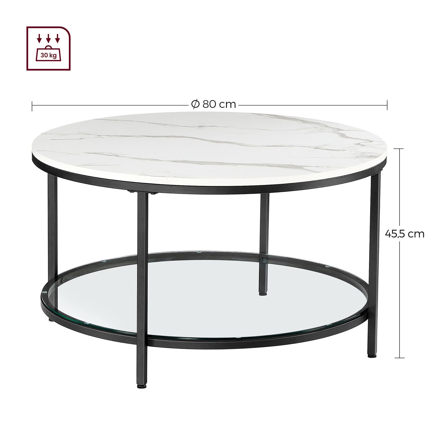 Salontafel met Glazen Blad en 2 Planken in Marmerlook – productweergave 21 | De Groot Living