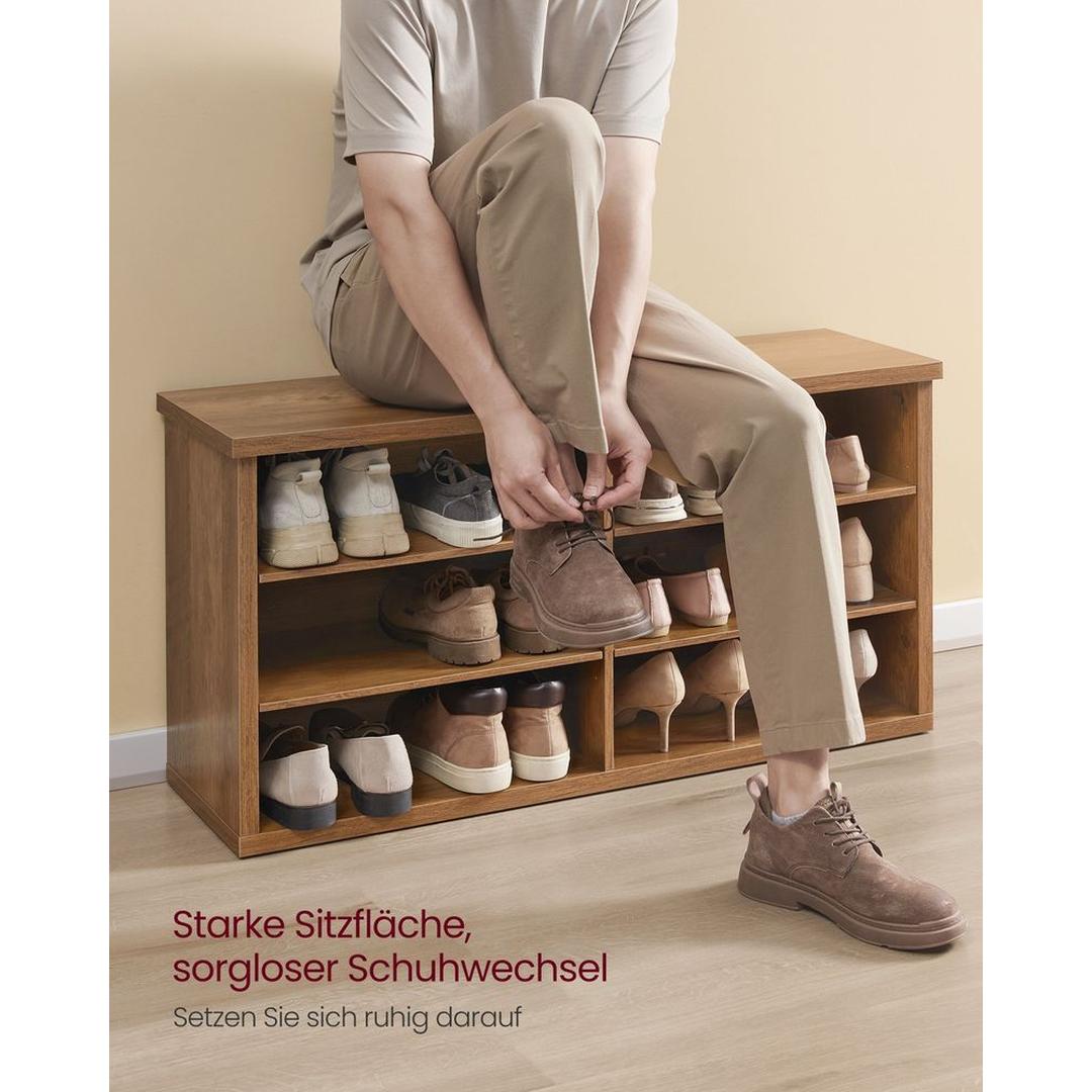 Schoenenbank met 6 Open Vakken en Verstelbare Planken in Rustieke Stijl – productweergave 8 | De Groot Living