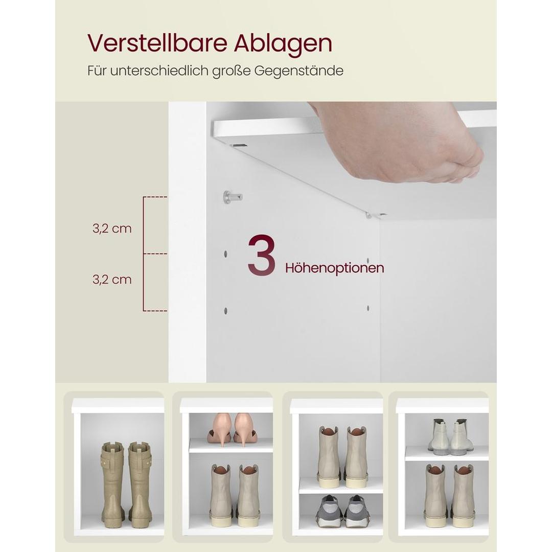 Schoenenbank met 6 Open Vakken en Verstelbare Planken in Rustieke Stijl – productweergave 10 | De Groot Living