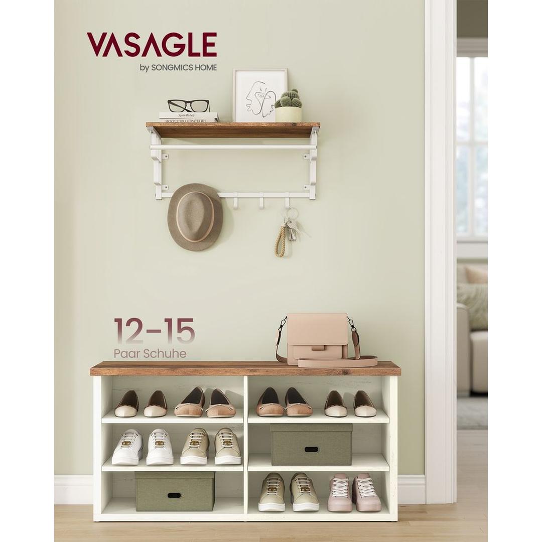 Schoenenbank met 6 Open Vakken en Verstelbare Planken in Rustieke Stijl – productweergave 14 | De Groot Living
