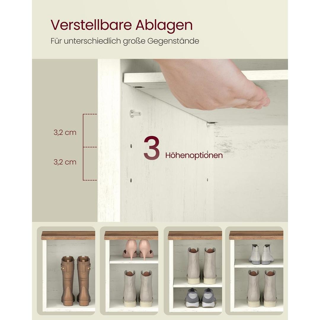 Schoenenbank met 6 Open Vakken en Verstelbare Planken in Rustieke Stijl – productweergave 15 | De Groot Living