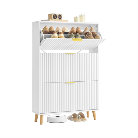 Mid-century schoenenkast wit