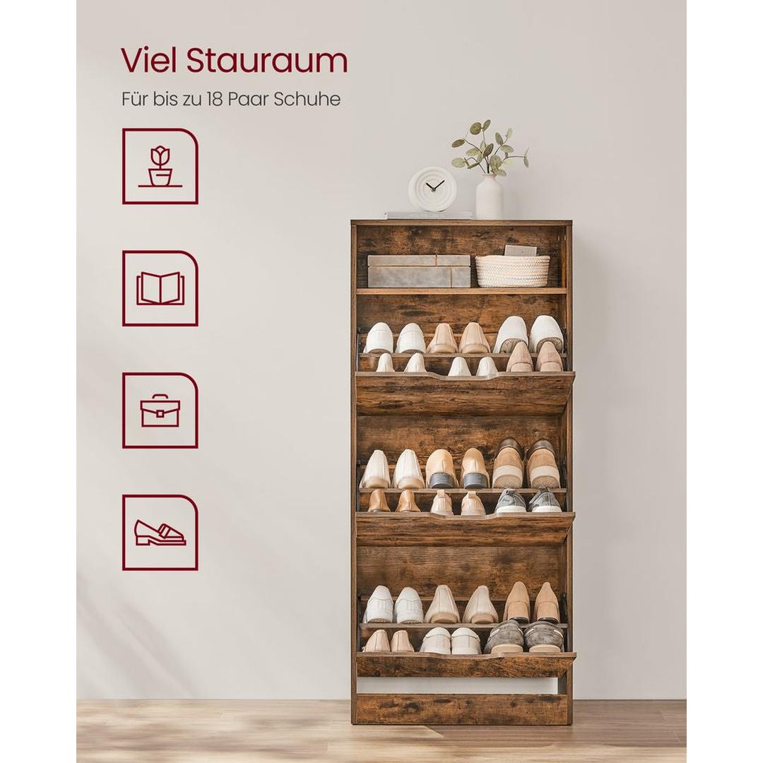 Schoenenkast met Open Vak en Verstelbare Schoenvakken Voor 14–18 Paar – productweergave 6 | De Groot Living
