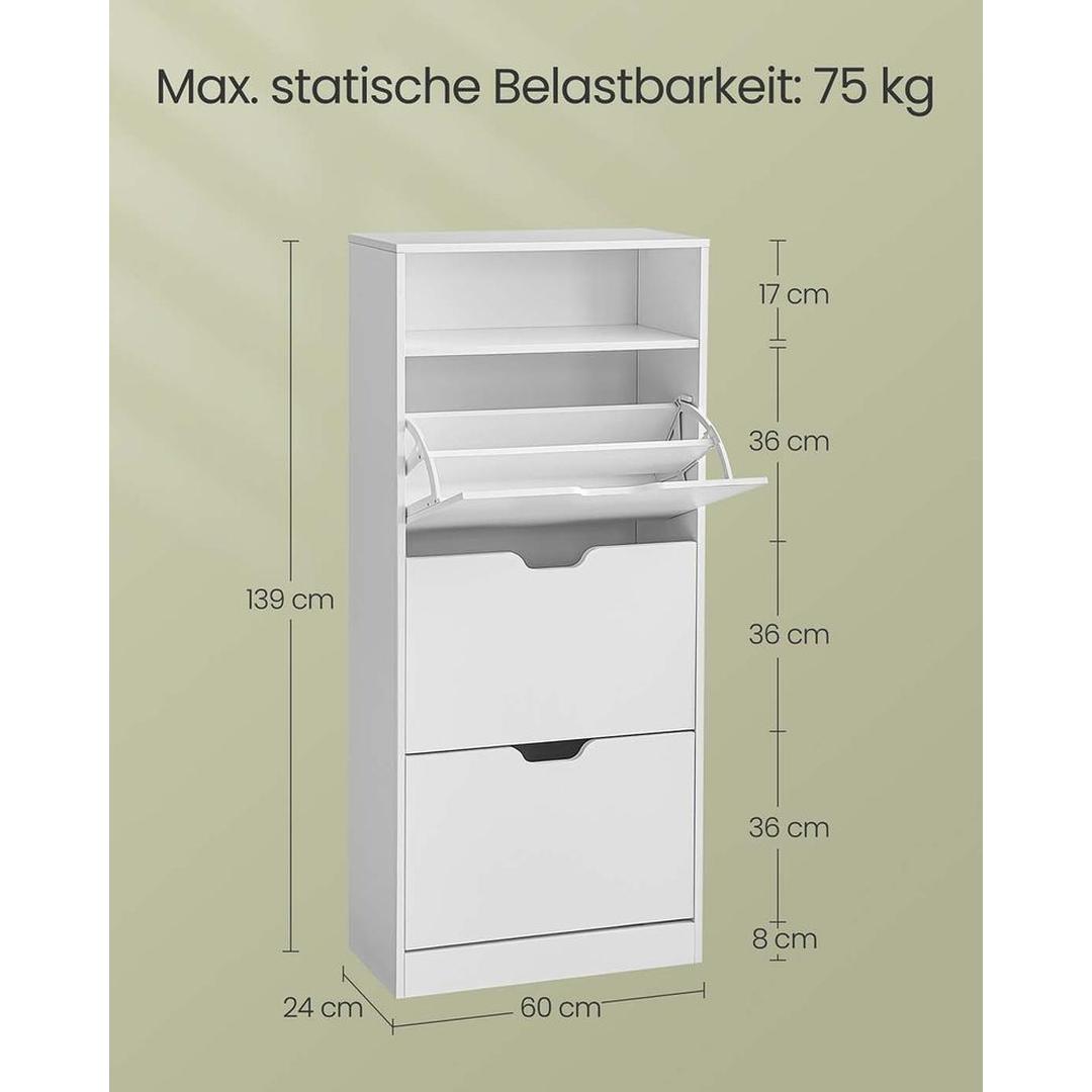 Schoenenkast Voor 14–18 Paar Schoenen Met Verstelbare Indeling 60 cm Breed – productweergave 9 | De Groot Living