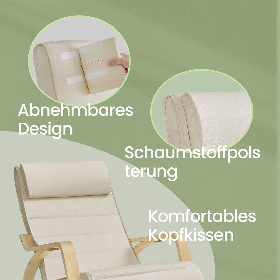 Schommelstoel met Verstelbare Voetensteun en Armleuningen Voor Woonkamer – productweergave 6 | De Groot Living