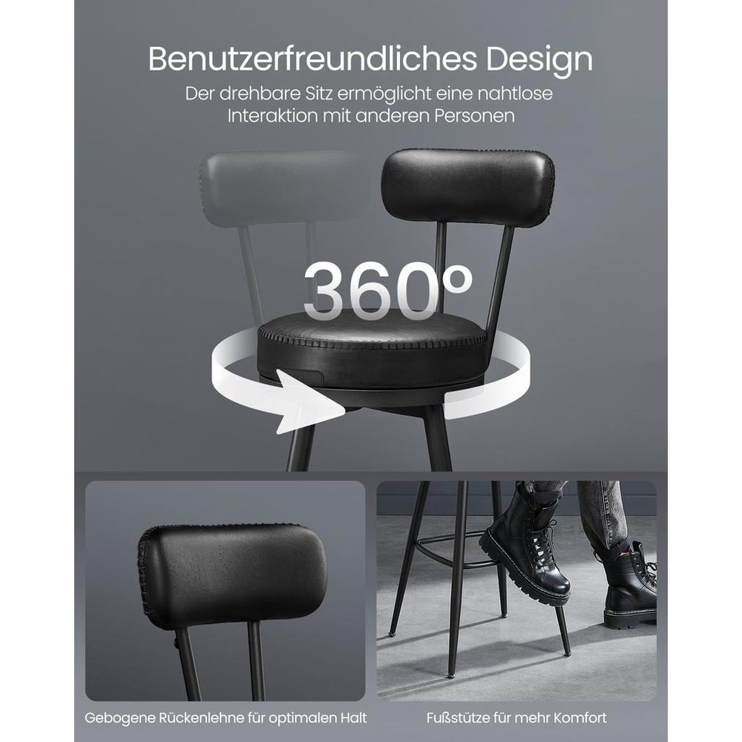Set Van 2 Barkrukken met 360° Draaifunctie en Kunstleren Zitting – productweergave 9 | De Groot Living
