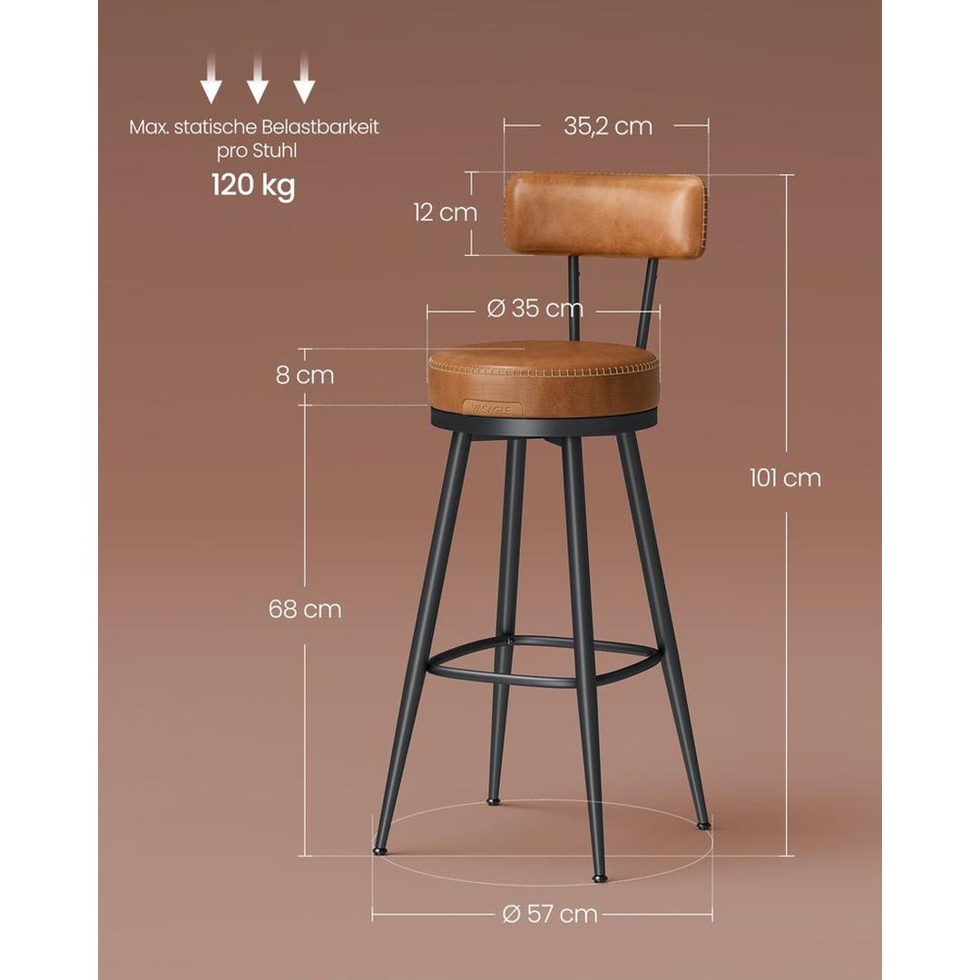 Set Van 2 Barkrukken met 360° Draaifunctie en Kunstleren Zitting – productweergave 15 | De Groot Living