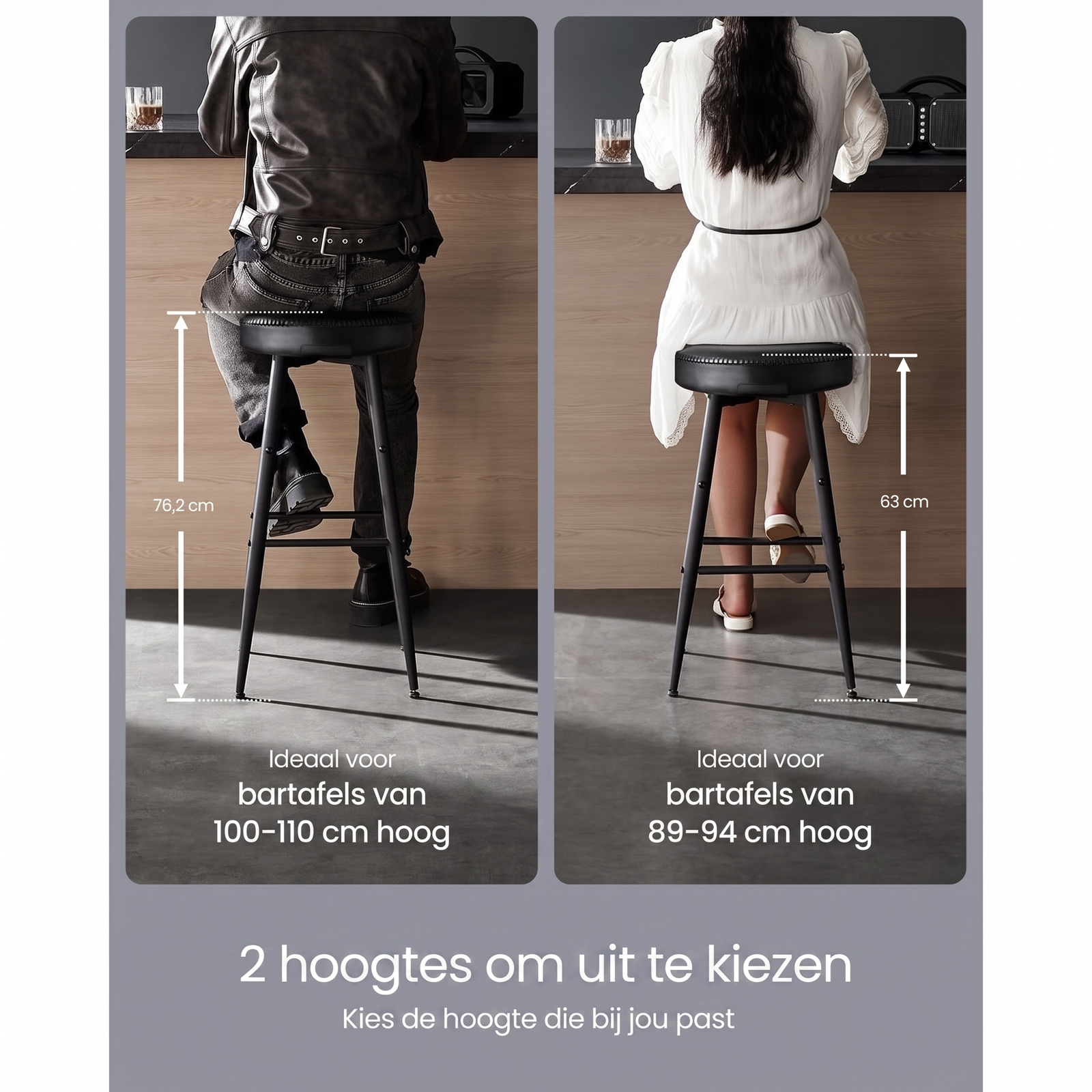 Set van 2 Barkrukken met Voetsteun – productweergave 7 | De Groot Living