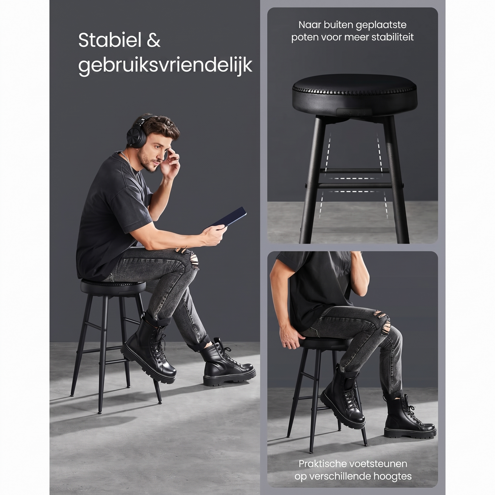 Set van 2 Barkrukken met Voetsteun – productweergave 14 | De Groot Living