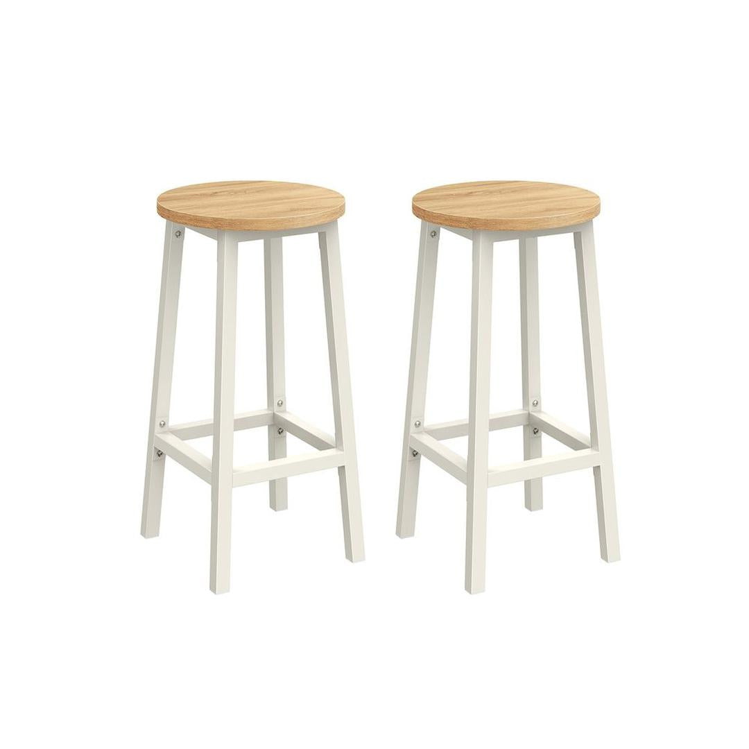 Set Van 2 Barkrukken met Voetsteun en Metalen Frame Voor Keuken of Bar – productweergave 3 | De Groot Living