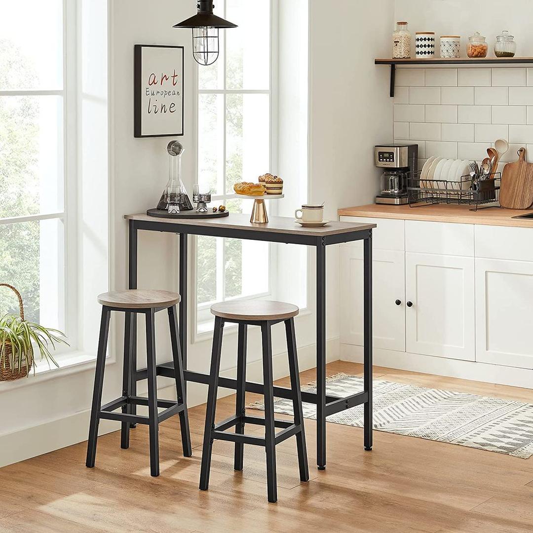Set Van 2 Barkrukken met Voetsteun en Metalen Frame Voor Keuken of Bar – productweergave 6 | De Groot Living