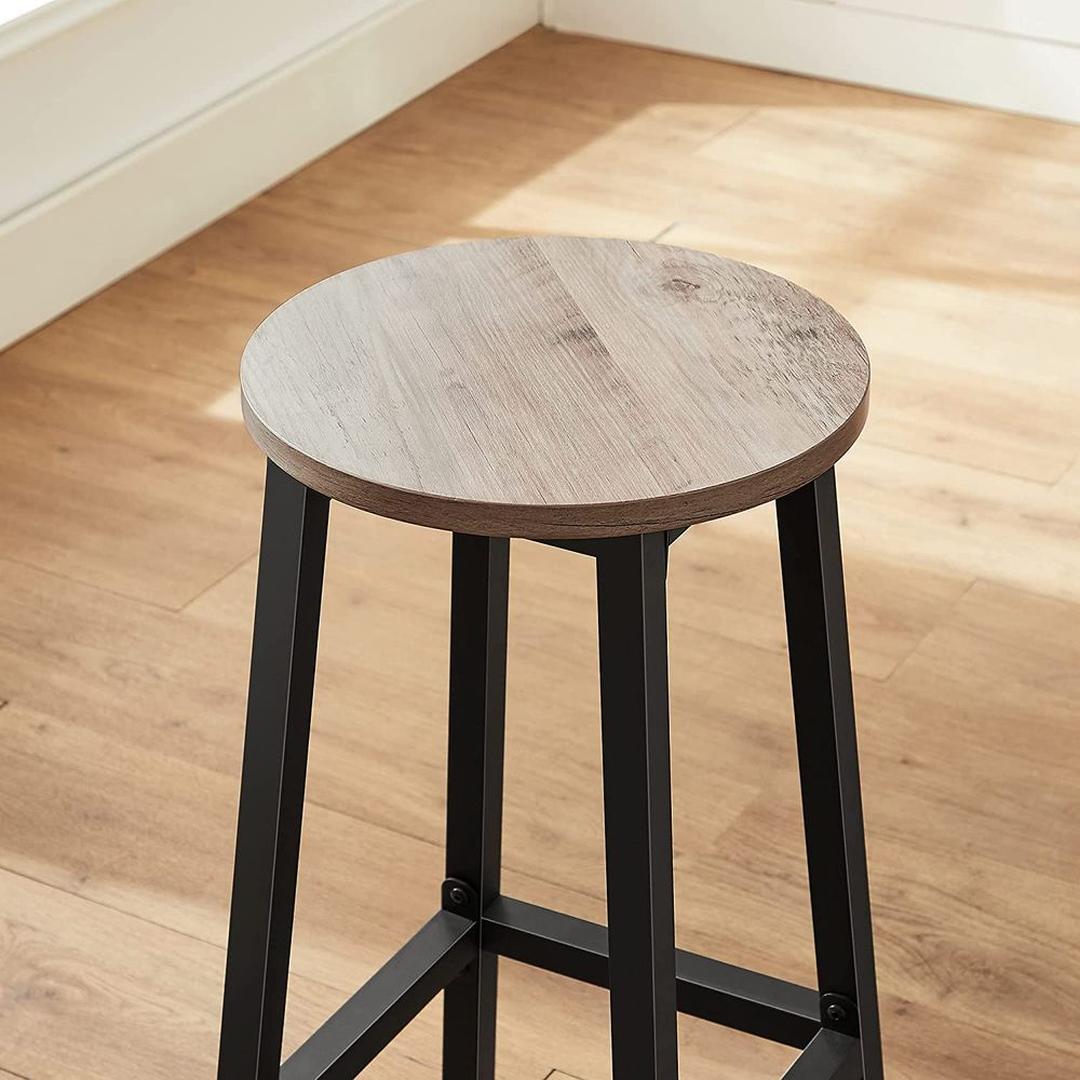 Set Van 2 Barkrukken met Voetsteun en Metalen Frame Voor Keuken of Bar – productweergave 8 | De Groot Living