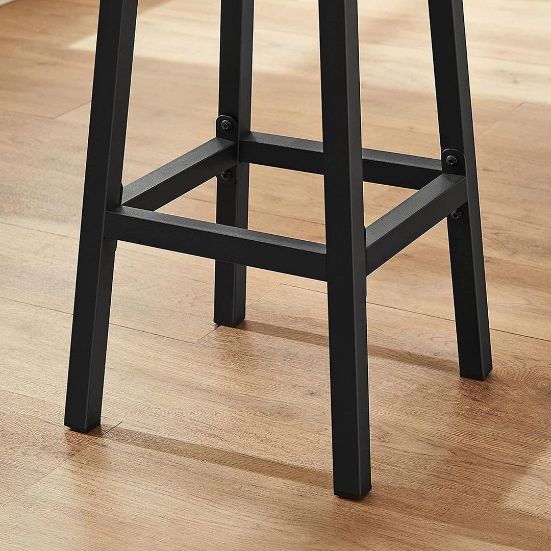 Set Van 2 Barkrukken met Voetsteun en Metalen Frame Voor Keuken of Bar – productweergave 9 | De Groot Living